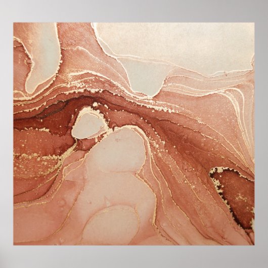 ラグジュアリー流体アート：大理石 – インク融合 ポスター (正面)