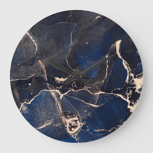 ラグジュアリー流体アート：抽象芸術アルコール – インク ラージ壁時計 (正面)