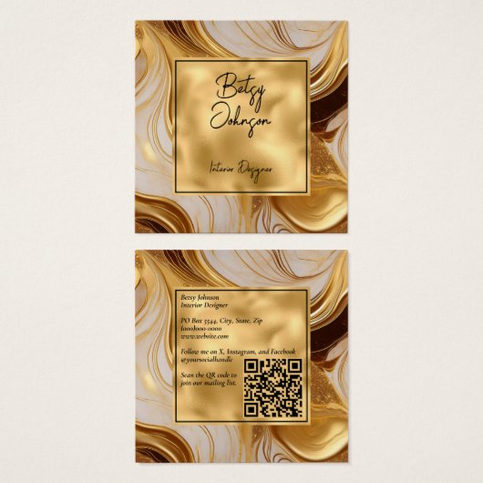 ラグジュアリー溶融金ゴールドグリッター名刺 (正面&裏面)