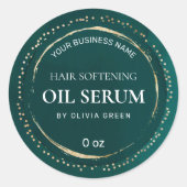ラグジュアリー点々のある金ゴールドティール(緑がかった色)グリーンヘア血清ラベル ラウンドシール (正面)