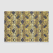 ラグジュアリー王室のオリエンタル金ゴールドダマスクパターンオンブラック 薄葉紙 (正面)