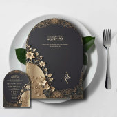 ラグジュアリー王室のゴールデンフローライスラム結婚アーチ 招待状