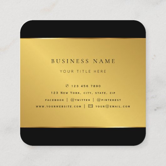 ラグジュアリー王室のゴールデンラウンドフレーム抽象芸術モノグラム スクエア名刺 (裏面)