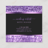 ラグジュアリー王室のパープルグリッタースモダンクリプトモノグラム スクエア名刺 (裏面)