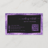 ラグジュアリー王室のパープルグリッタースモダンクリプトモノグラム 名刺 (裏面)