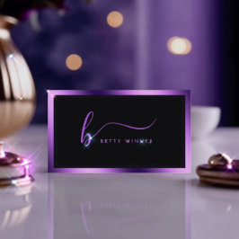 ラグジュアリー王室のパープルフレームモダンスクリプトモノグラム 名刺