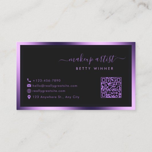 ラグジュアリー王室のパープルフレームモダンスクリプトモノグラム 名刺 (裏面)