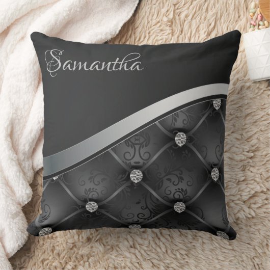 ラグジュアリー王室のブエレガントラックスシルバーフローラ クッション (ブランケット)