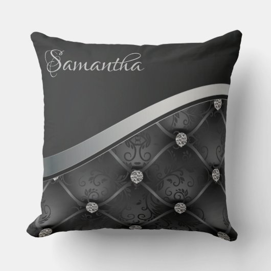 ラグジュアリー王室のブエレガントラックスシルバーフローラ クッション (正面)