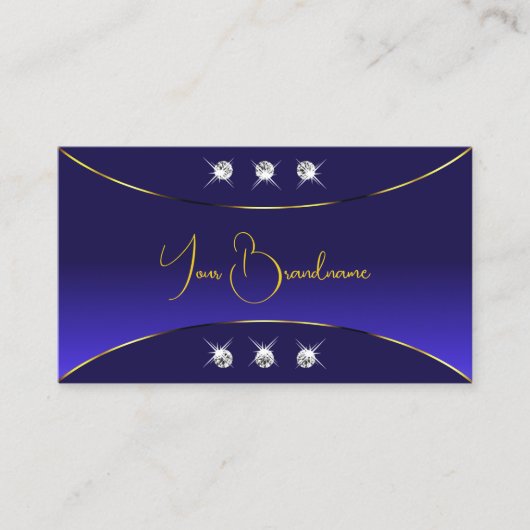 ラグジュアリー王室のブルーと金ゴールドデコールスパークリダイヤモンド 名刺 (正面)