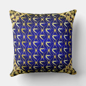 ラグジュアリー王室のブルーと金ゴールドハート枕 クッション (裏面)