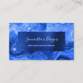 ラグジュアリー王室のブルーマーブルアガテグレームネイビーフォイル 名刺 (正面)