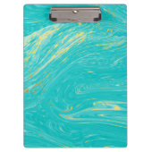 ラグジュアリー王室のマーブル金ゴールドブルーモノグラムビジネス クリップボード (正面)