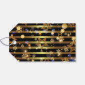 ラグジュアリー白熱［赤熱］光を放つシャイニー金ゴールドの雪と星 ギフトタグ (裏面横)