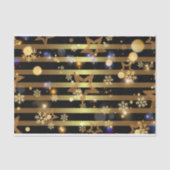 ラグジュアリー白熱［赤熱］光を放つシャイニー金ゴールドの雪と星 薄葉紙 (正面)