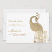 ラグジュアリー白王室の金ゴールドピーコクエレガントサンキュー 招待状 (正面)