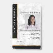 ラグジュアリー白黒金ゴールドマーブルプロフェッショナル公証人 バッジ (表面)