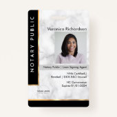 ラグジュアリー白黒金ゴールドマーブルプロフェッショナル公証人 バッジ (正面)