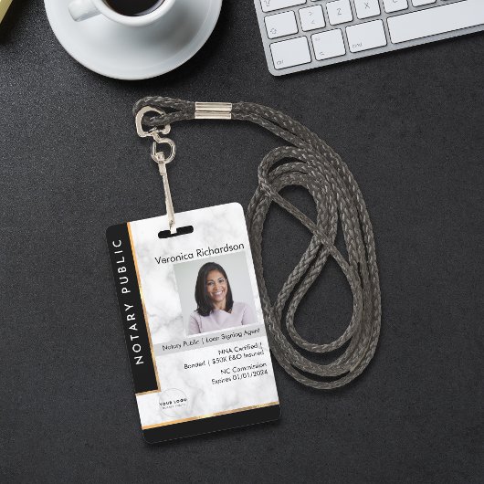 ラグジュアリー白黒金ゴールドマーブルプロフェッショナル公証人 バッジ