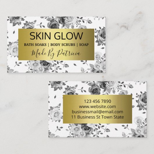 ラグジュアリー白黒金ゴールド手作りスパ及び美しい 名刺 (正面/裏面)