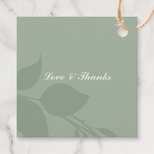 ラグジュアリー秋の結婚式セージグリーン フェイバータグ (裏面)