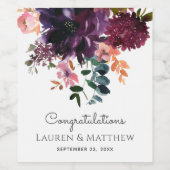 ラグジュアリー秋ウィンター結婚フローラ ワインラベル (シングルラベル)