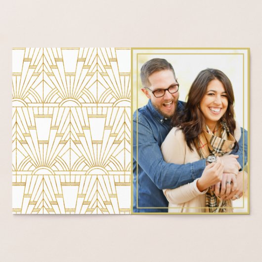 ラグジュアリー素晴らしギャツビーアールデコウェディングザデイトを保存 箔カード (内部)