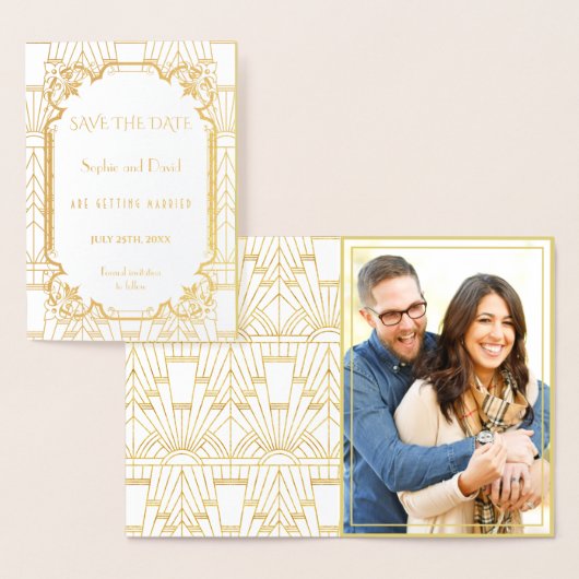 ラグジュアリー素晴らしギャツビーアールデコウェディングザデイトを保存 箔カード (ディスプレー)