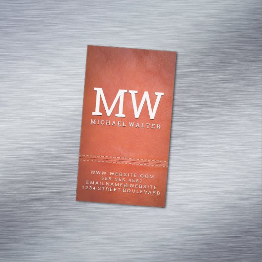 ラグジュアリー素晴らしレザー |ダブルステッチ マグネット名刺 (インサイチュ)