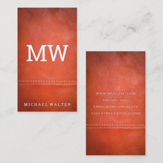 ラグジュアリー素晴らしレザー |ダブルステッチ 名刺 (正面/裏面)