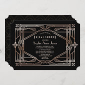 ラグジュアリー素晴らし金ゴールドギャツビーアールデコブライダルシャワー 招待状 (正面/裏面)