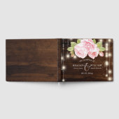 ラグジュアリー素朴ウッドストリングライトバラズ結婚ズ ゲストブック (全面)