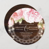 ラグジュアリー素朴ウッドバラ結婚ズ 招待状 (正面/裏面)