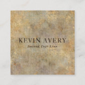 ラグジュアリー素朴ベージュ金ゴールドリネンテクスチャ スクエア名刺 (正面)