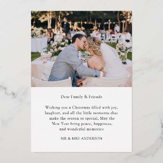 ラグジュアリー結婚した金ゴールド&メリークリスマスリース 箔シーズンカード (裏面)