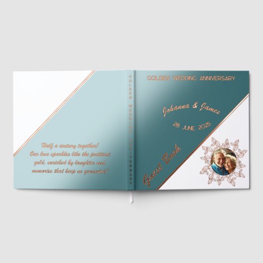 ラグジュアリー結婚ゴールデンズアニバーサリーゲストブック ゲストブック (全面)