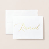 ラグジュアリー結婚ズのミニマル金ゴールド予約看板 箔カード (封筒付き正面)