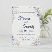 ラグジュアリー結婚ズネイビーブルー書簡黄金 招待状 (スタンド正面)