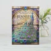 ラグジュアリー結婚ズ威厳のある：孔雀招待状 招待状 (スタンド正面)