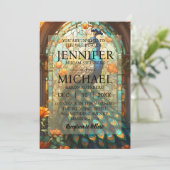 ラグジュアリー結婚ズ威厳のある：孔雀招待状 招待状 (スタンド正面)