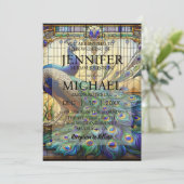 ラグジュアリー結婚ズ威厳のある：孔雀招待状 招待状 (スタンド正面)