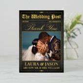 ラグジュアリー結婚ズ新聞サンキューカード金箔 箔招待状 (立ち正面)