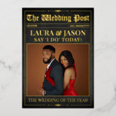 ラグジュアリー結婚ズ新聞プログラムのフォイルカード 箔招待状 (正面)