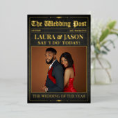 ラグジュアリー結婚ズ新聞プログラムのフォイルカード 箔招待状 (立ち正面)