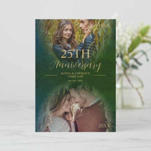 ラグジュアリー結婚ズ・アニバーサリー2写真オーバーレイ・オーバル 招待状 (スタンド正面)