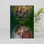 ラグジュアリー結婚ズ・アニバーサリー2写真オーバーレイ・オーバル 箔招待状 (立ち正面)