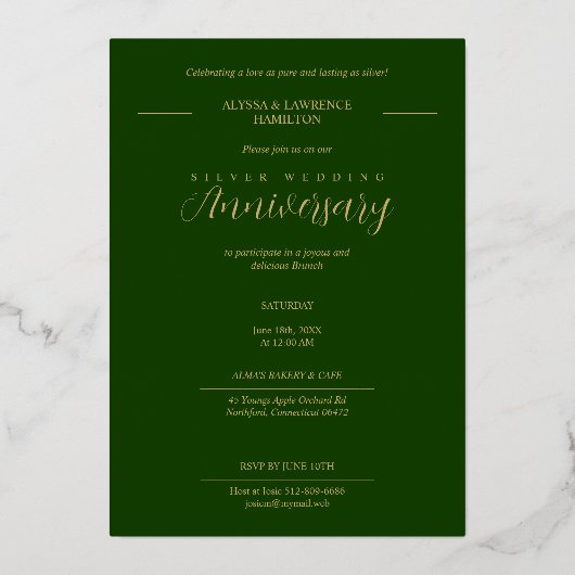 ラグジュアリー結婚ズ・アニバーサリー2写真オーバーレイ・オーバル 箔招待状 (裏面)