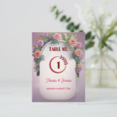 ラグジュアリー結婚式招待状テーブル番号ヴィンテージ ポストカード (スタンド正面)