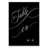 ラグジュアリー結婚書道のナンバー2、ブラック テーブルナンバー (裏面)