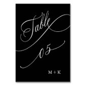 ラグジュアリー結婚書道のナンバー5、ブラック テーブルナンバー (正面)